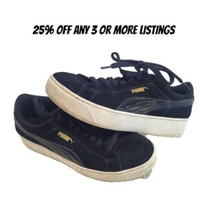 Puma Women's Black Sneakers Size 8 Suede Thick Chunky Platform Everyday Tennis
